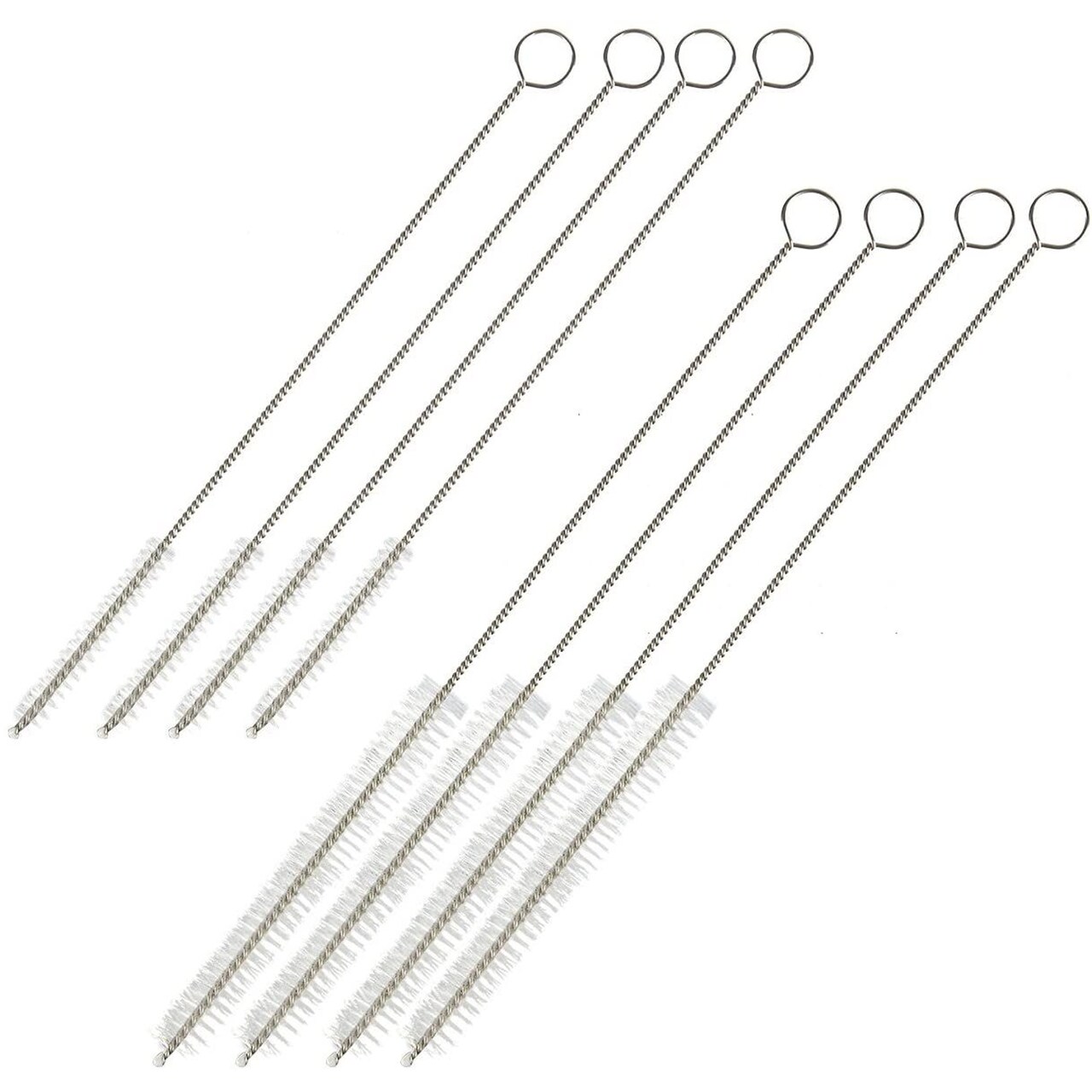 8-Pack Drink Straw Cleaner Brushes, Stainless Steel with Long Design for Cleaning Water Bottles, Boba, and Smoothie Drinking Straws, 2 Sizes